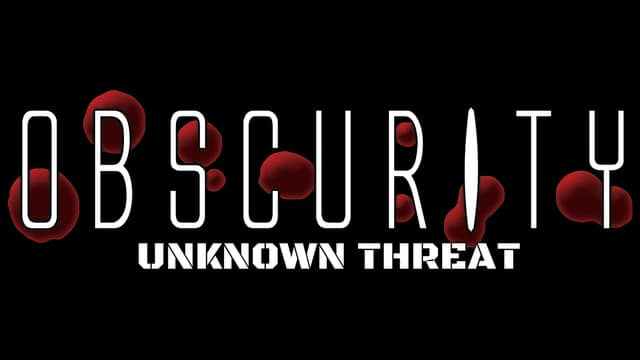 Sleek text with elongated letters, red splatter accents.