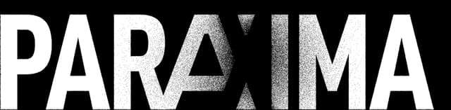 Paraxima: Bold geometric sans-serif wordmark with distressed glitch-cut letterforms.