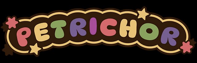 Petrichor: Rounded, colorful block letters with playful star accents.