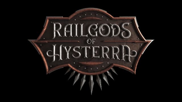 Stylized metallic font with intricate curves on shield-like frame with spikes.