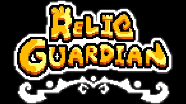Pixelated yellow letters with a blocky style and bold white outline.