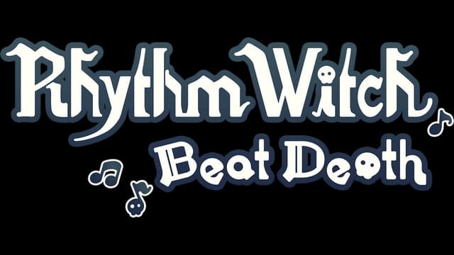 Playful font with curvy letters, skull motifs, and small music note accents.