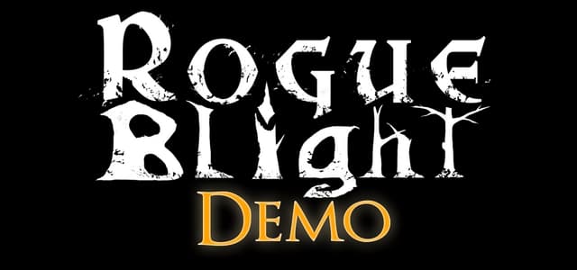 Stylized, jagged text with distressed edges; "Demo" in elegant serif font.