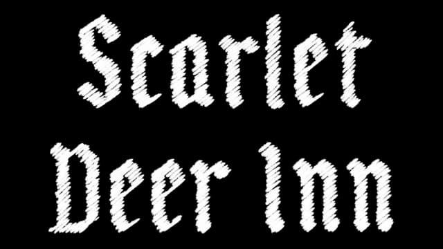 Gothic-style text with a distressed, embroidered effect.