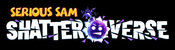 Serious Sam: Bold arcade lettering over icy shattered 3D title with glowing emblem.