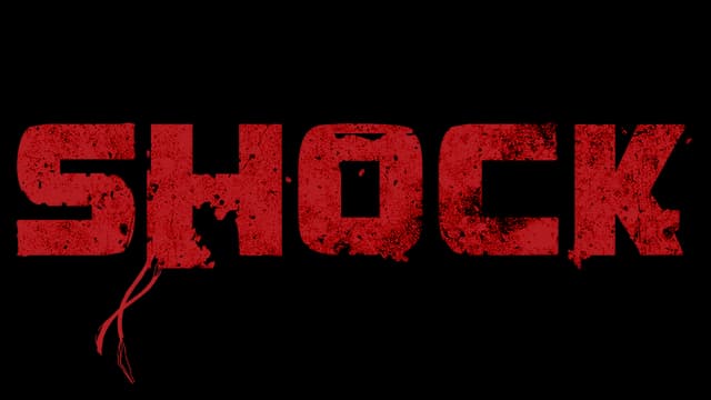 Grungy red text with a distressed texture, featuring frayed wires hanging off letters.