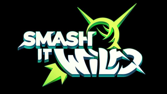 Stylized block letters with sharp, green volley ball and swirling accents. Dynamic 3D effect.
