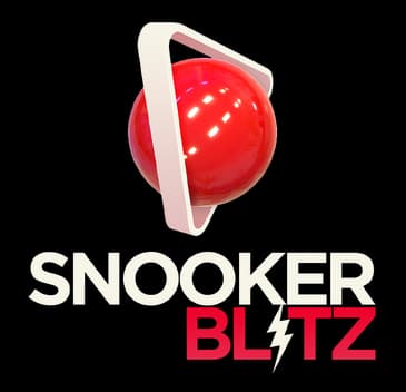 Snooker Blitz: Bold sans-serif wordmark with glossy red ball and lightning-bolt I.