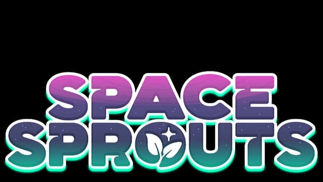 Bold, gradient letters with space-themed elements and a plant icon.