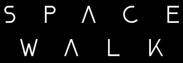 SPACE WALK: Minimal geometric sans-serif, wide spacing, A as inverted V, glow edge.