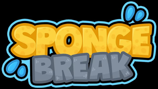 Sponge Break: chunky sponge-textured yellow letters over cracked stone-gray text with splash accents.