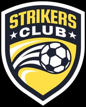 Bold, blocky yellow font on shield with stars and dynamic soccer ball graphic.