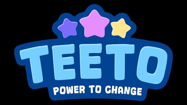 Rounded blue letters with a playful arch, topped by three colorful stars.
