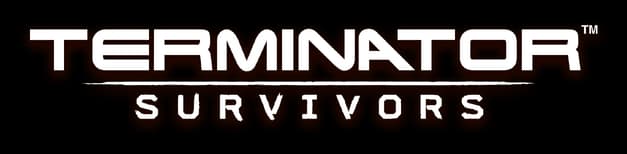 Terminator: Bold futuristic cutout lettering with glowing outline, SURVIVORS below.