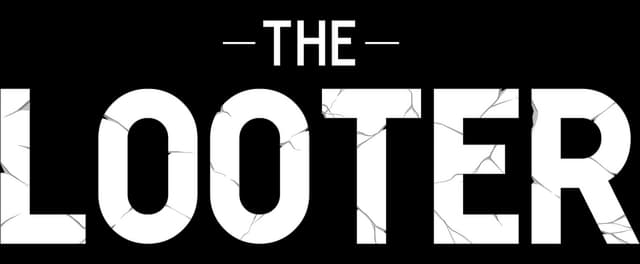 The Looter: Bold block lettering with cracked stone texture and thin side bars.