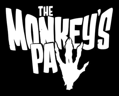 The Monkey’s Paw: Blood-red serif lettering with distressed texture and dark shadow.