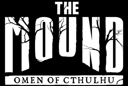 The Mound: Bold distressed block lettering with drips, stacked title, thick base bar.