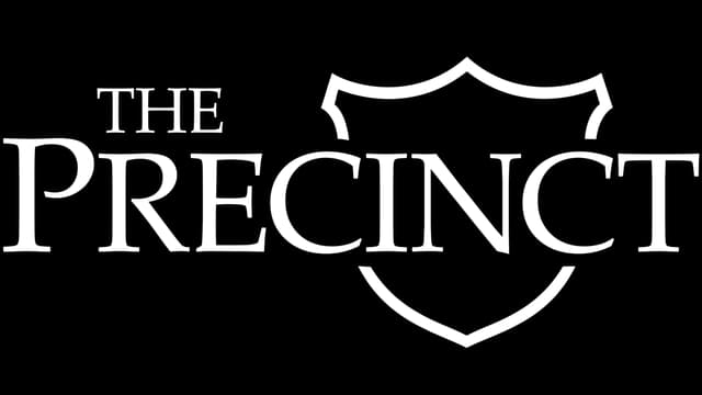 Stylized serif font with a police badge outline around letters, bold presence.