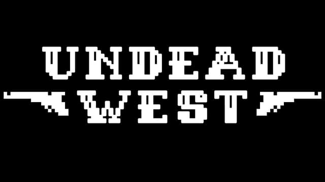 Pixelated western font with pixel rifle graphics flanking "WEST".