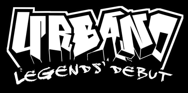 URBANO: Bold graffiti-style block letters with jagged outline, slanted “LEGENDS” script.