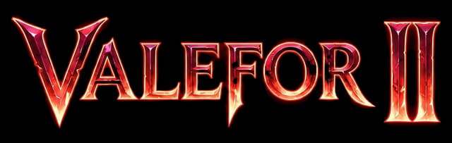 Valefor 2: Beveled gothic serif letters with molten red glow and sharp spikes.