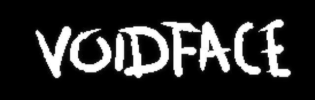 VOIDFACE: Jagged horror-style letters with sharp serifs and rough, torn edges.