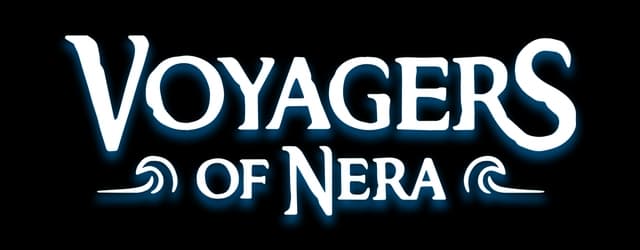 Stylized serif font with flowing wave accents and blue shadow effect.