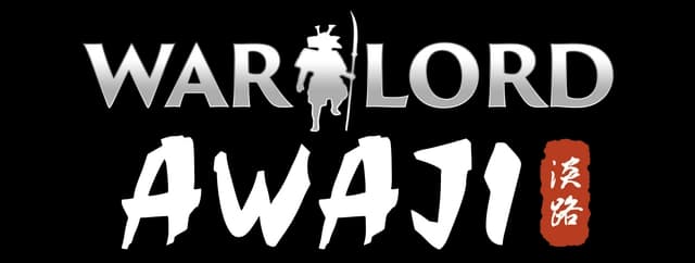 Silver serif font, bold samurai silhouette, dynamic brushstroke text, red stamp.