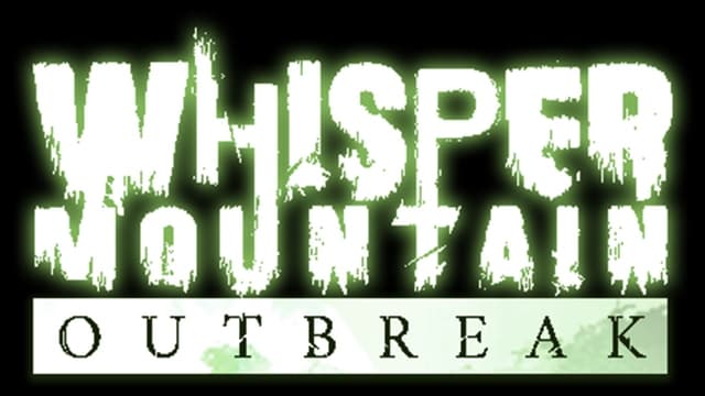 Grunge-style, distressed white font with splatter effects with green glow.