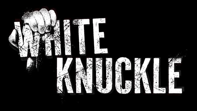 Distressed bold font with a hand gripping the letters tightly.