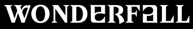 Wonderfall: Bold serif caps with beveled edges, white fill, thick black shadowing.