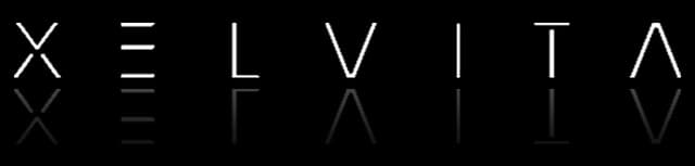 XELVITA: Wide-spaced geometric letters, glitchy scanline breaks and sharp cuts.
