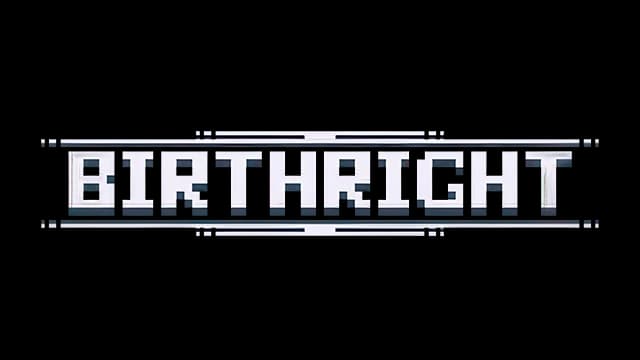 Blocky, pixel font with geometric accents and thin horizontal lines above and below.