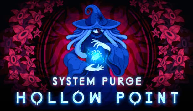 A mystical woman with a pointed hat holds a glowing orb in front of a portal, surrounded by red flowers.