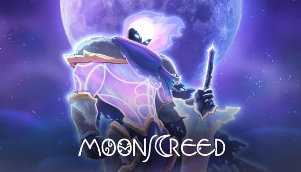 Mystical male figure in glowing armor stands before moon, holding staff, muscular with vibrant aura.