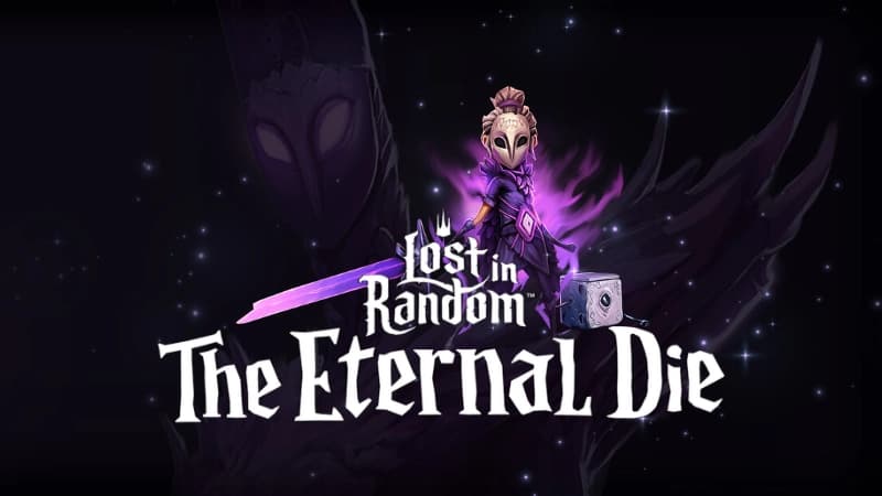 A young girl in a mystical outfit wields a glowing purple sword; an owl-masked figure looms behind.
