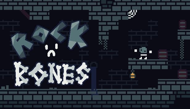 A dimly lit brick-walled scene features a pixelated male figure standing near barrels and a lantern.