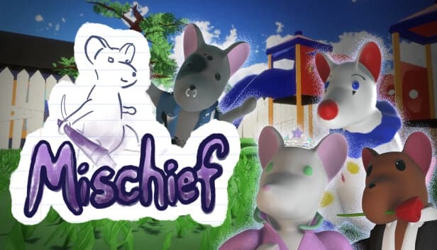 Anthropomorphic mice with varied outfits set in a colorful playground. Vibrant and playful theme.