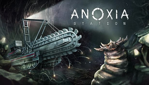 A large drilling machine with a chainsaw faces a giant worm-like creature in a dark, rocky cave.