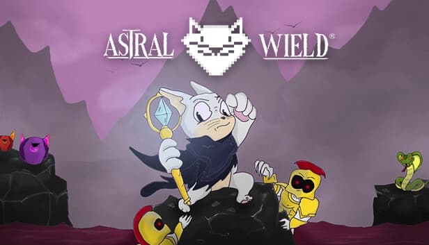 A white mouse wearing a cape holds a staff, surrounded by colorful creatures and rocky terrain.