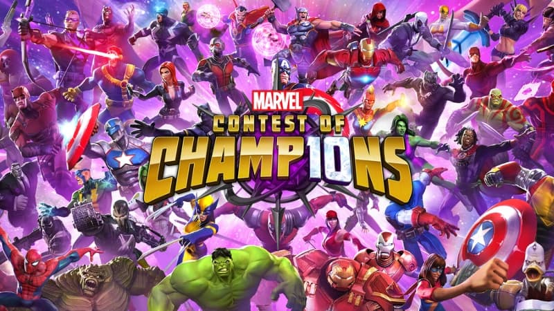 A diverse team of superheroes including Hulk, Captain America, Iron Man, and Spider-Man in action poses.
