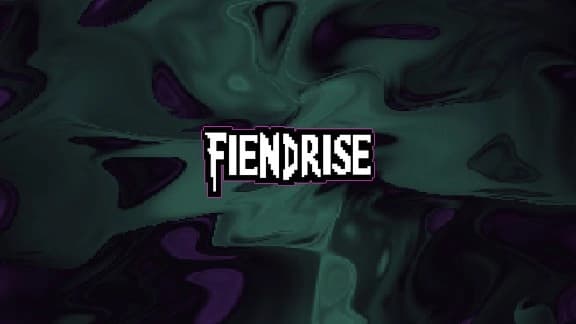 An abstract dark green and purple swirling background creates a mysterious atmosphere.