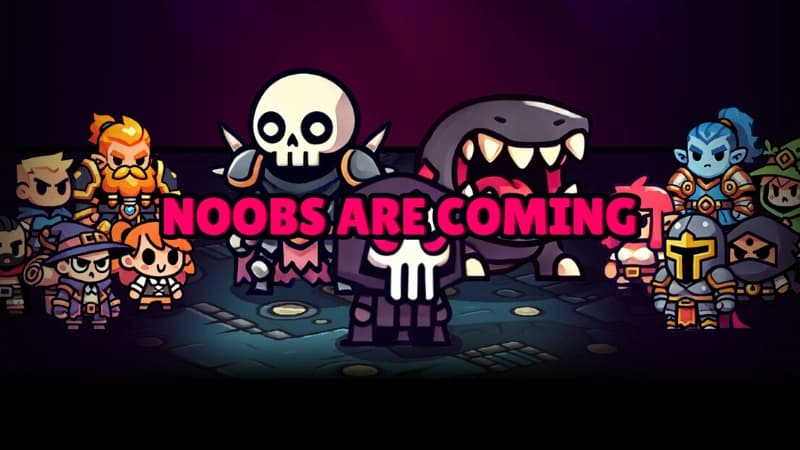 Cartoon warriors and creatures with exaggerated features and colorful armor gather on a dark stage.
