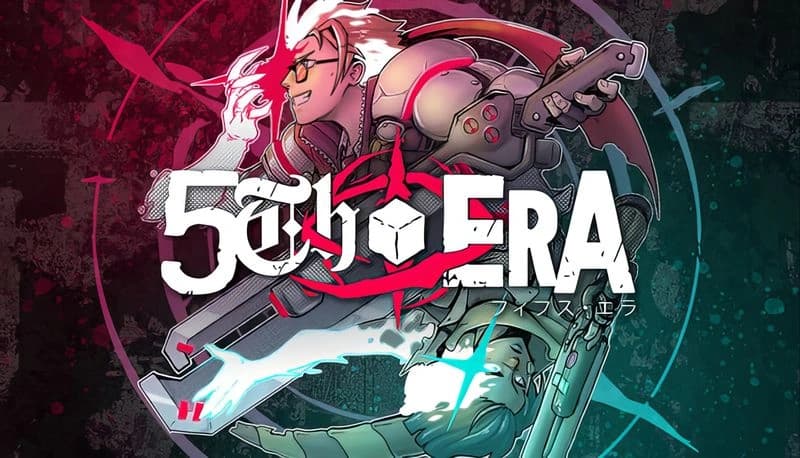 5th ERA Demo: Armored man with red eyepiece wielding futuristic weapon in glowing red and teal digital vortex background.