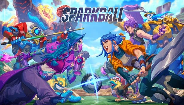 Two teams of colorful characters face off in an intense standoff with a glowing ball between them.
