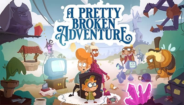 A Pretty Broken Adventure: Three kids explore a whimsical world with quirky creatures, retro tech, and a mysterious castle.