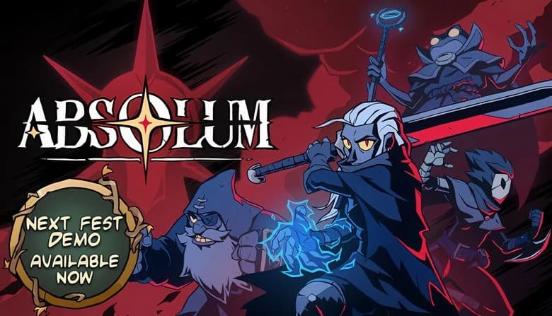 Four heroes wielding weapons and magic, poised for battle in a dark, mysterious environment with a red star symbol.