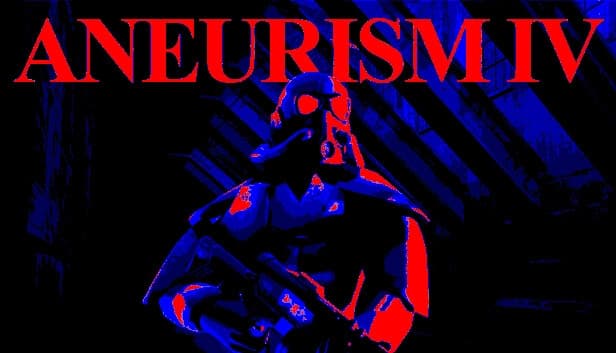 A soldier in futuristic armor and helmet holds a rifle, bathed in sharp dual-tone red and blue lighting.