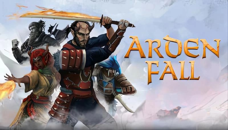 Ardenfall: Diverse warriors in armor wielding weapons, standing ready for battle against a misty, mountainous backdrop.