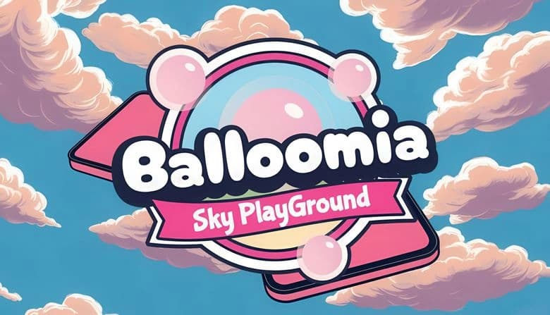 Translucent sphere centered in a vivid sky with fluffy clouds and sunlight. Surrounding pink platforms reflect light.